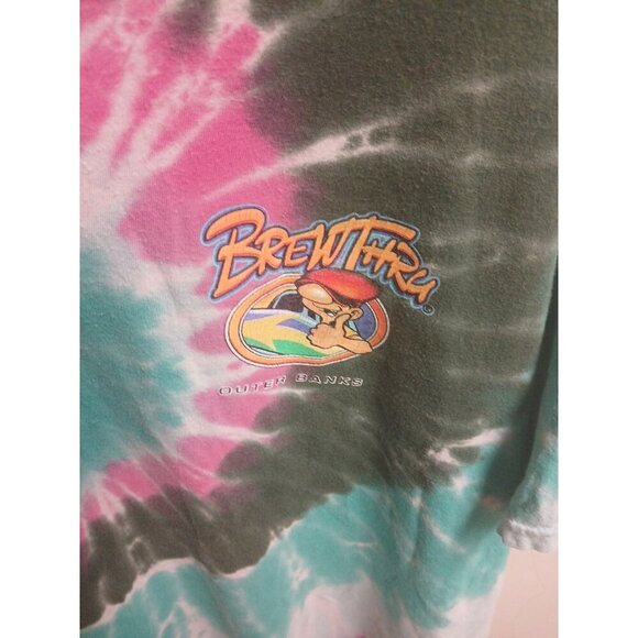 Brew Thru Outer Banks Coolest Convenience Store Tie Dyed T-shirt Size XL - Picture 2 of 7
